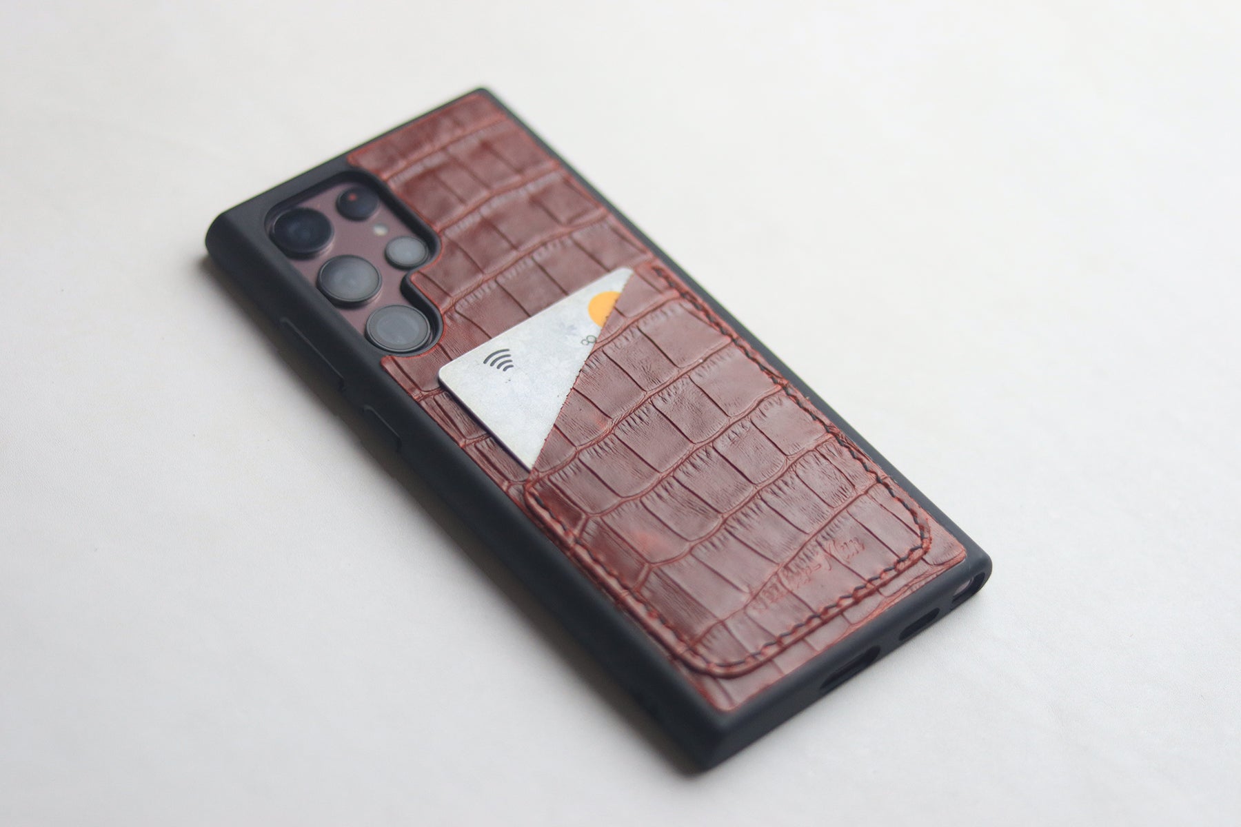 BURGUNDY CROCO WALLET PHONE CASE