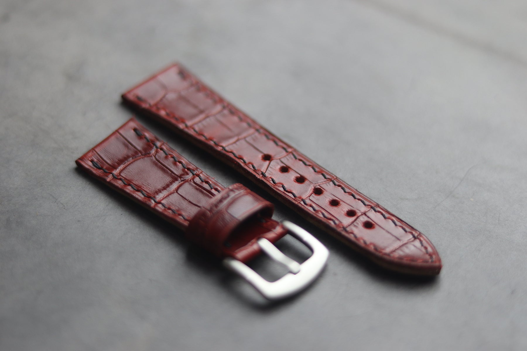 BURGUNDY CROCO HAND-CRAFTED WATCH STRAPS