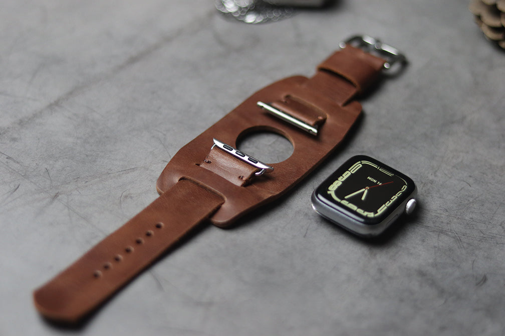 "C1" LEATHER CUFF STRAPS - SYRUP BROWN