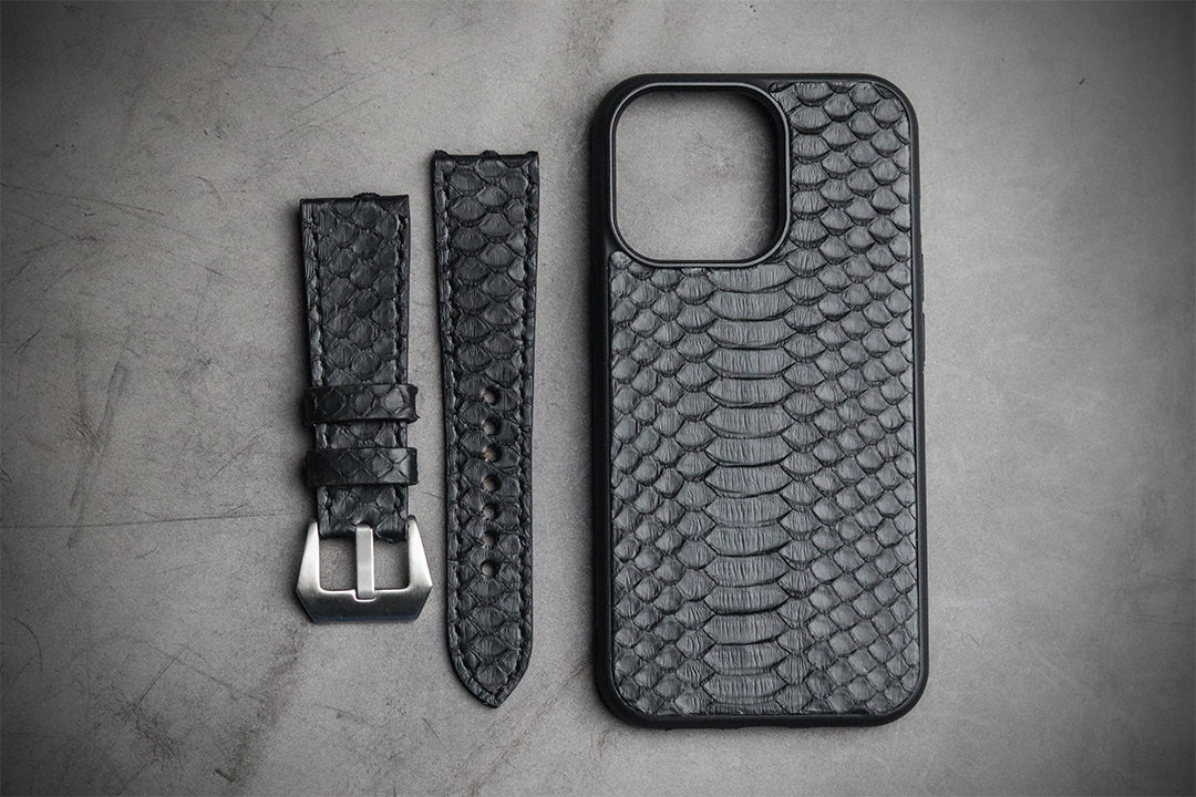 BLACK PYTHON SKIN PHONE CASE